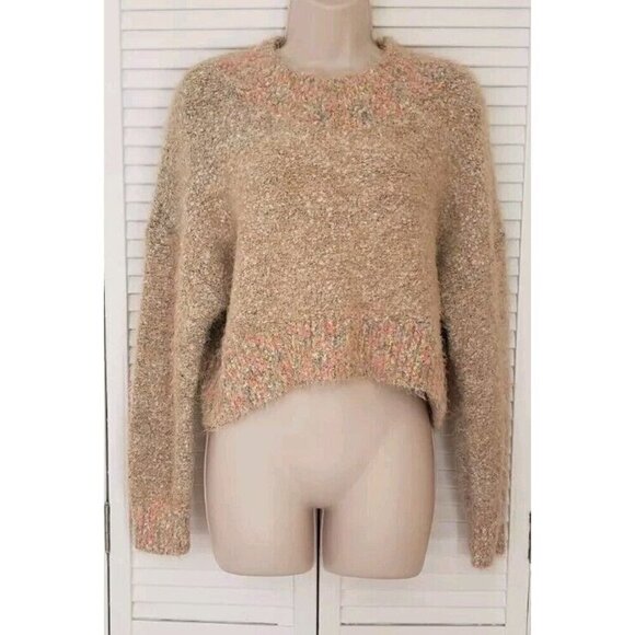 NEW FREE PEOPLE STARDUST CONCH SHELL CROP PULLOVER SWEATER SZ MEDIUM - Picture 2 of 7